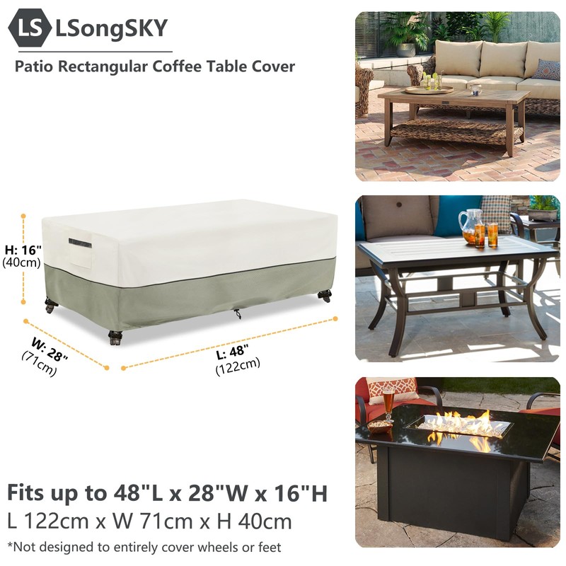 LSongSKY Outdoor Coffee Table Cover,Waterproof Rectangular Patio Small Side Table