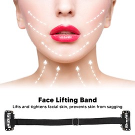 4pcs Face Lifting Band with Hair Clip, Face Lift Tape Band, Adjustable Elastic Face Lifting Belt, Eye Wrinkle Removal Belt, Facelift Patch Bands, Bands for (Black)