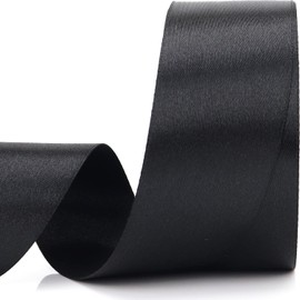 Nsilu 25 Yards 1-1/2 inches Wide Satin Ribbon Suitable for Wedding, Party and Gift Box Packaging Ribbon (Black, 1-1/2")