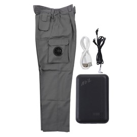Summer Fan Pants Air Conditioning Cooling Pants Outdoor Work Construction Site Heat Prevention Cooling Fan Pants Light Gray XXXL