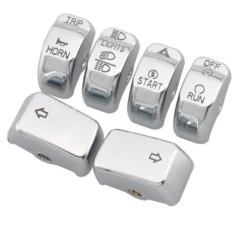 Trichtu Mount 6Pcs Chrome Hand Control Button Switch Cap For