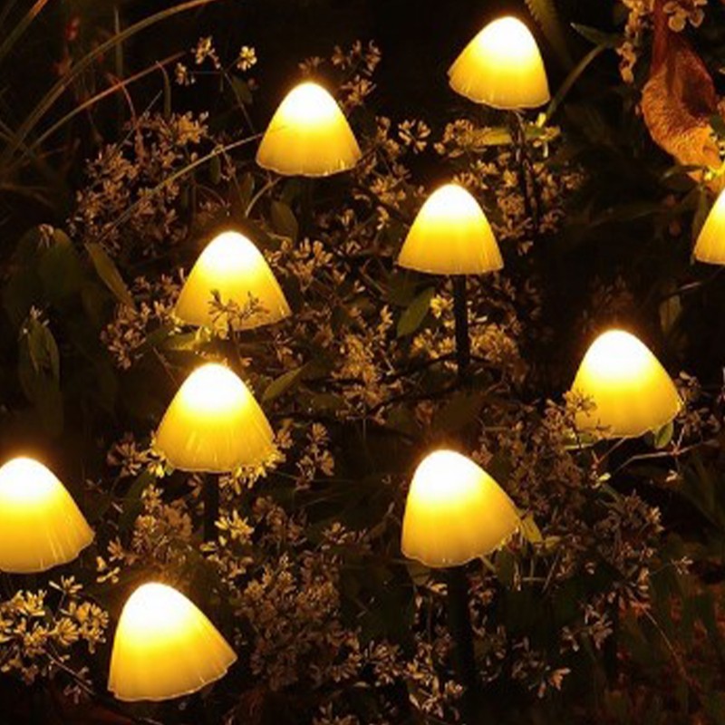Mini Mushroom Solar Lights 8 Modes LED Waterproof String Pathway