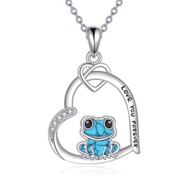 DAYLINLOVE Frog Necklace S925 Sterling Silver Turquoise Frog Pendant Necklaces Frogs Jewelry Gifts For Women Mom Wife