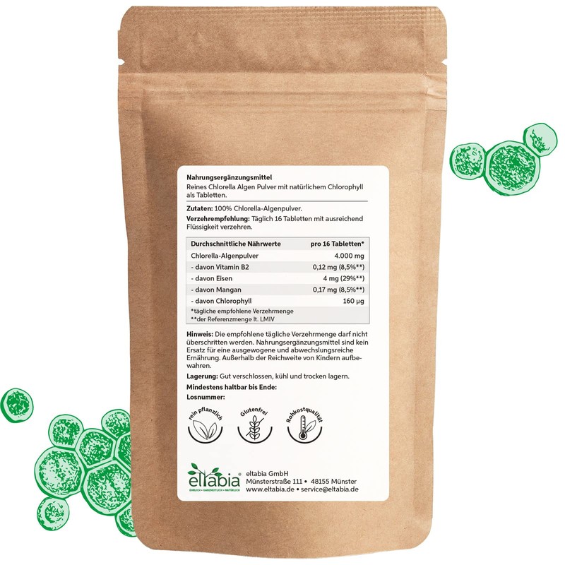 Organic Chlorella Tablets 500 g | 1250 Pellets 400 mg