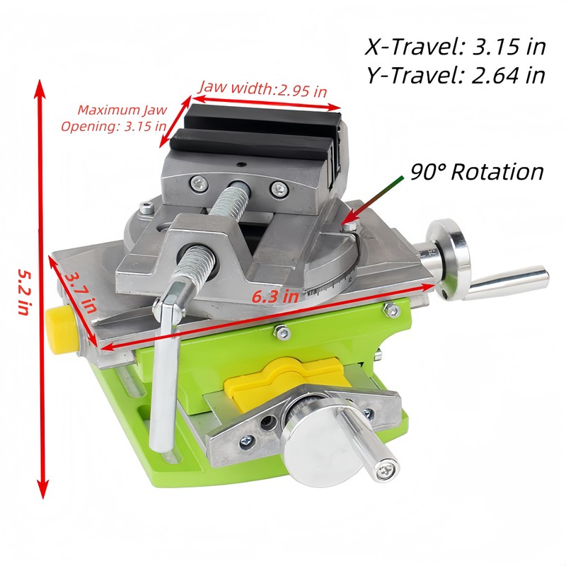 Cross Slide Drill Press Vise, 2-Way X- Y- Benchtop Drill
