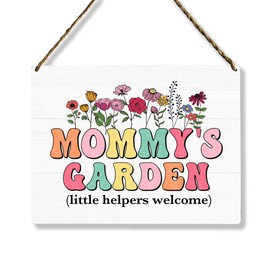 Mommy's Garden Wooden Sign Decor, Indoor Decoration Hanging Signs 8x10 Inches, Outdoor Garden Decor Yard Wall Hanging Decor Sign, Mothers Day Gifts Birthday Gifts for Mom Grandma