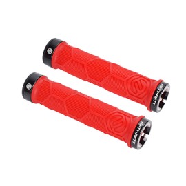 FIFTY-FIFTY Double Lock-On Mountain Bike Grips, Bicycle Handlebar Locking Grips, Non-Slip MTB Handle Grips (Red)