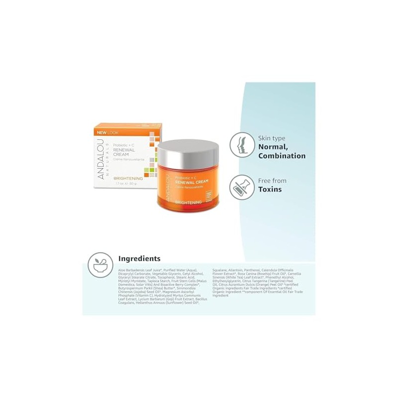 Andalou Naturals - Crema de día, 1.7 onzas