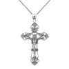 Claddagh Gold .925 Sterling Silver Floral Crucifix INRI Pendant Necklace
