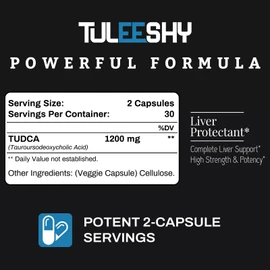 Tuleeshy 1200 mg TUDCA Supplement | 180 Capsules | Tauroursodeoxycholic Acid - TUDCA Bile Salts for Liver and Digestion, Non-Animal Formula