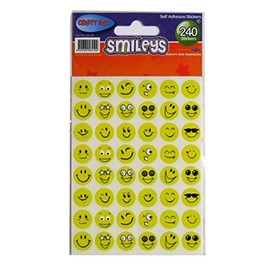 SMILEY FACE PAPER STICKERS, 240 STICKERS ASSORTED