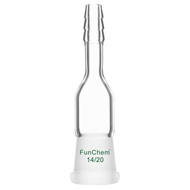 FunChem Straight Inlet Adapter with 14/20 Joint, Laboratory Borosilicate Glass Adapter for Secure Connections in Lab Use
