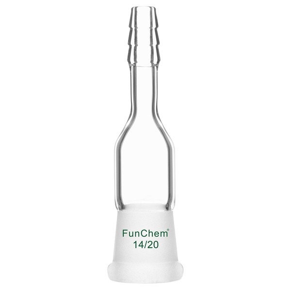 FunChem Straight Inlet Adapter with 14/20 Joint, Laboratory Borosilicate Glass