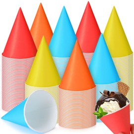 Eaasty Snow Cone Cups 4.5 oz Disposable Paper Cone Cups Colored Polka Dot Leakproof Cone Cones Snow Cone for Slush Shaved Ice Cream Sorbet Water, Party Wedding (Colorful,300 Pcs)