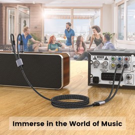 MOSWAG RCA Stereo Cable, 2RCA Male to 2RCA Male Stereo Auxiliary Audio Cable Subwoofer Cable 32.8FT/10M, 24K Gold Plated Nylon Braided for Home Theater, Audio, HDTV, Car Stereo, Speakers