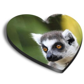 1 x Heart MDF Magnets - Lemur Monkey Head Wildlife 15821