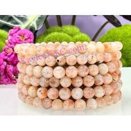 Kayleenyc Wholesale 6Pcs Natural Sunstone 6mm 7.5” Crystal Healing Stretch Bracelet