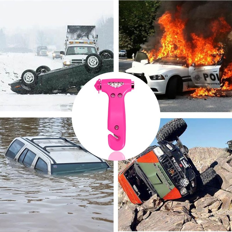 MOTORBUDDY 2 Pack Car Safety Hammer, Pink Emergency Escape Hammer