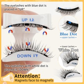 QUEWEL 2 Pairs Magnetic Eyelashes Natural Look, Reusable Magnetic Eyelashes with Applicator, No Glue Needed Lash Clusters Kit, Easy to Wear and Remove(2 Pairs-D+E02)