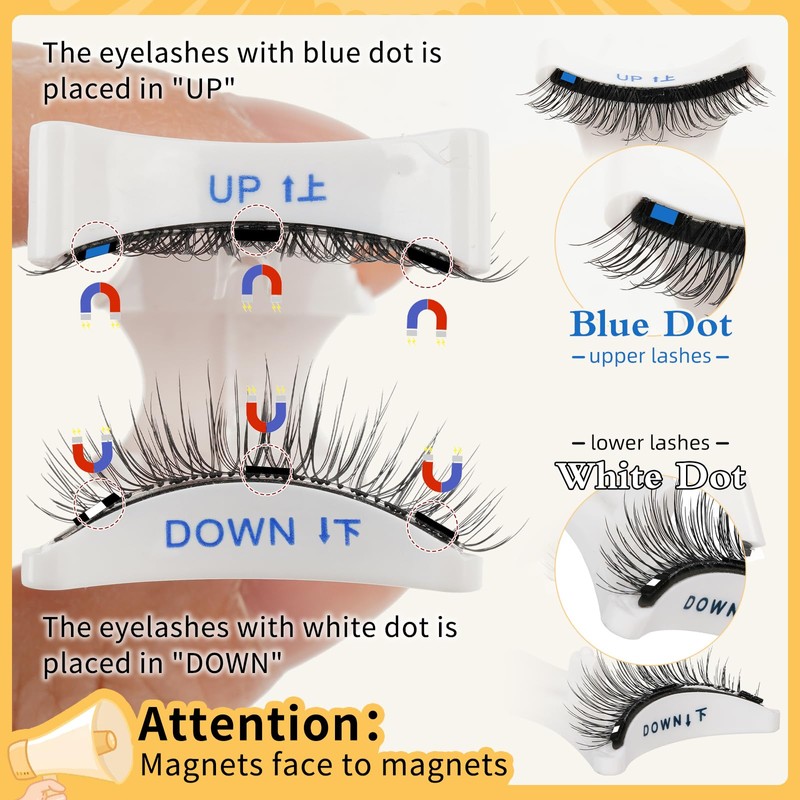 QUEWEL 2 Pairs Magnetic Eyelashes Natural Look, Reusable Magnetic Eyelashes