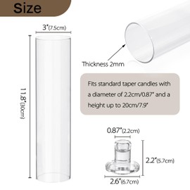 Vixdonos Glass Hurricane Candle Holder Set of 3 Modern Candlestick Holders Long Taper Candle Stand with 11.8 inch Tall Cylinder Windproof Cover for Wedding Party Table Centerpiece Outdoor