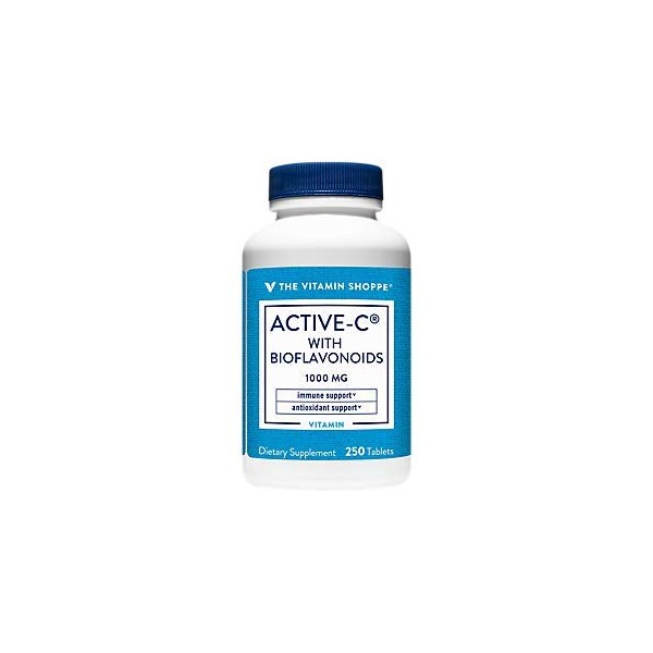 The Vitamin Shoppe Active-C with Bioflavonoids 1000 MG - Antioxidant for Cardiovascular & Immune Health & Protection Against Free Radicals (250 Tablets)