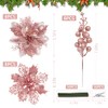 RICHMYC Christmas Flowers Artificial Glitter 24pcs Poinsettia Flowers Berries Christmas