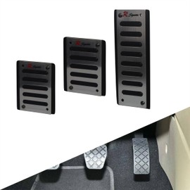 RSport Aluminium Racing Pedals with Non-Slip Rubber, Black Design Pedal Set for Gear Shift Vehicles Pedal Cover