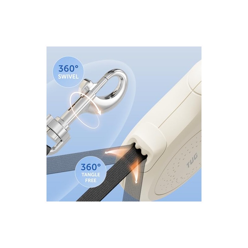 TUG Quest Retractable Dog Leash | 360° Tangle-Free Retraction |