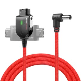 Alvin's Cables Smart Dtap to DC Cable for Atomos Ninja V, Ultra Flexible D-tap to 2.1 DC Right Angle Power Cable 2ft for Blackmagic Design Video Assist, SmallHD 702, for Feelworld FW568 Monitor, Red