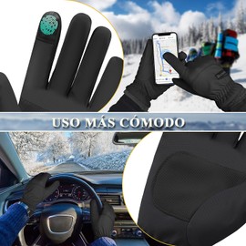 KUPETO Guantes para Frio Hombre y Mujer, Guantes Termicos Hombre Forrados para Mayor Calidez, Guantes para Nieve Impermeables A Prueba de Viento y Nieve con Cantalla táctil (Negro, Mujer)