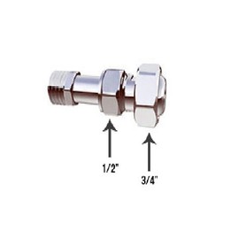 Waterberry Universal 1/2" BSP Thread Radiator Valve Fitting, Silver, Metal, HOSE_PIPE_FITTING