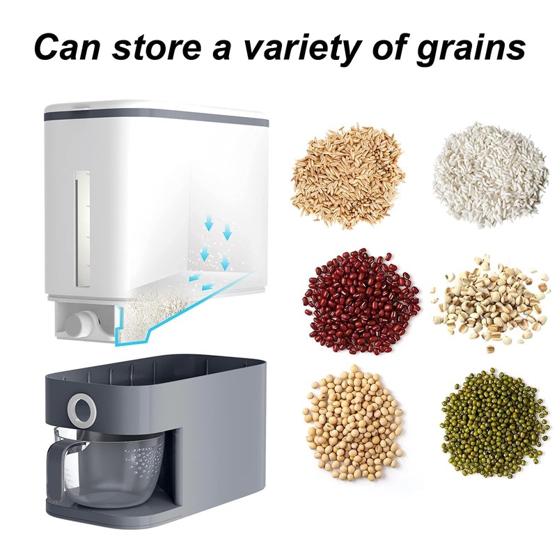 Large Rice Dispenser, Large Grain Container Storage with Lid Measuring