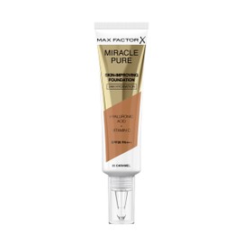 Max Factor Miracle Pure Skin Improving Foundation Colour 85 Caramel, Skin Enhancing Makeup with SPF 30, 30 ml