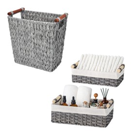 GRANNY SAYS Bundle of 2-Pack Wicker Baskets & 1-Pack Wicker Bathroom Wastebaskets