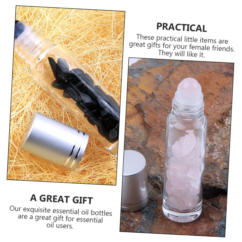 Mikinona Elegant Natural Semi-precious Stones Essential Oil Rollerball Bottles 10ml