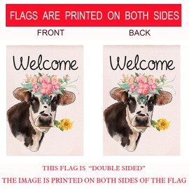 YaoChong Welcome Cows Spring Summer Floral Garden Flag Vertical Double Sided,Sunflower Seasonal Farmhouse Rustic Flags for Outdoor Outside Decoration 12.5 x 18 Inch