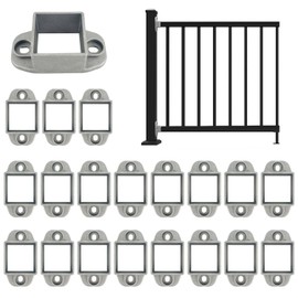 20 Pack 1-1/2'' x 1-1/2'' Aluminum Post Bracket, Wall Mount Rail End Bracket, Square Post Flange Base for Deck Railing Mailbox Fence