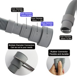 3.2 FT Universal Washing Machine Drain Hose, Drain Hose Extension Kit for Washer, Dishwasher, Dryers, Dehumidifier with 4 Hose Clamps, 1 U-Holder, 1 Adapter, Fit for 0.79-1.5 inch Drain Outlet