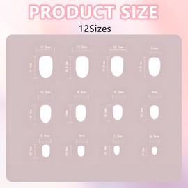 MOTIBACK Almond Press On Nails Short - 24 PCS Oval False Nails with Jelly Glue, Natural Looking Stick on Nails for Women (12 Sizes)-Bright White