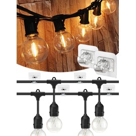 Upgraded Outdoor Heavy Cable Fixing Clips, 28Pcs Big Light Clips Waterproof UV-Resistant String Lights Hooks, No Drilling Self Adhesive Wall Clips Cable Wire Holder for Indoor Outdoor Seasonal Decor