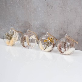 levandeo Decorative Pendant Glass Ball Diameter 8 cm Dried Flowers Natural Flower Ball Decoration Boho Ball Home Decoration Table Decoration