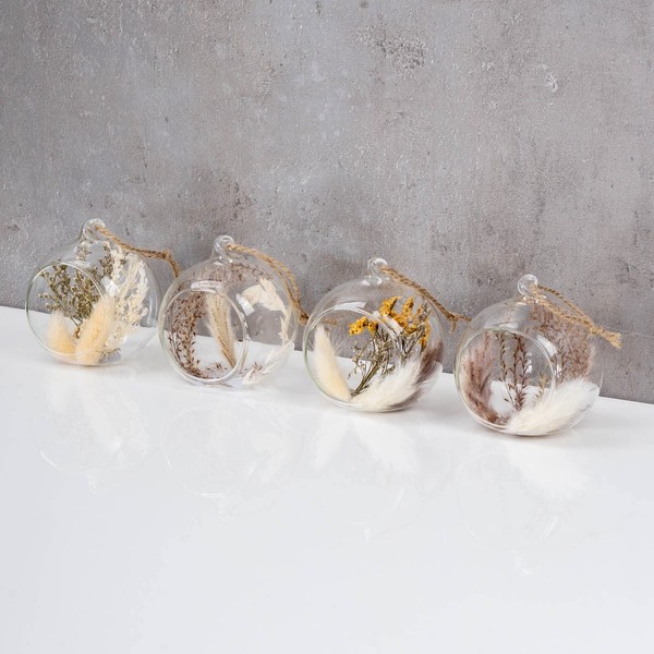 levandeo Decorative Pendant Glass Ball Diameter 8 cm Dried Flowers