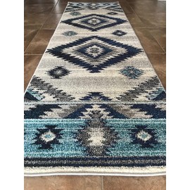 Southwestern Native American Indian Runner Rug Bone Expressions Design 1033 (2 Feet 2 Inch X 7 Feet)