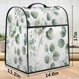 Large Blender Cover Eucalyptus Leaves Stand Dust Covers for Appliance Kitchen Mixer Covers with Top Handle Pockets Waterproof Food Processor Protector Cover for Toaster Coffee