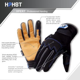 HPHST Work Gloves for Men and Women, Professional Durable Synthetic Goatskin Palm Palm Touchscreen Protective Gloves Gardening Gloves for Gardening Construction Repair Size 9 (L)