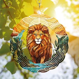 Lion Wind Spinner, Lion Wind Spinner Hanging for Yard and Garden, Unique Gift Wind Spinner, 3D Hanging Wind Spinner Outdoor