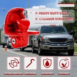 Cenipar Trailer Hitch Lock Universal Size Fit 1-7/8", 2", and 2-5/16" Couplers, Heavy Duty Steel, for Vehicles, Trailers, and RVs(Red)