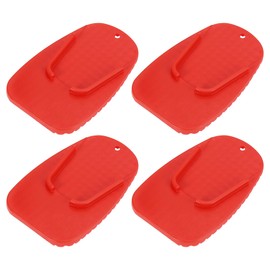 Motoforti Set of 4 Motorcycle Side Stand Plate Motorcycle Stand Support Plate Stand Pad Universal Extension Pad Red