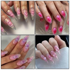 ROFIBUT Heart Nail Charms 3D Purple Love Crystal Heart Rhinestone Resin Light Color Change Heart Love Nail Art Supplies Mix Sized Peach Heart Gems Jewelry for Women Girls Craft Nail Decoration 60Pcs